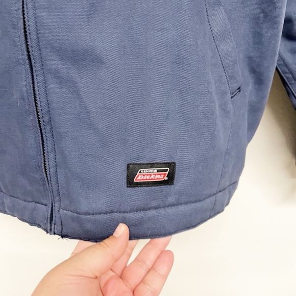 Dickies Mens Navy Blue Quilted Lined Zip Up Pocketed Canvas Work Jacket Size L - Picture 5 of 9